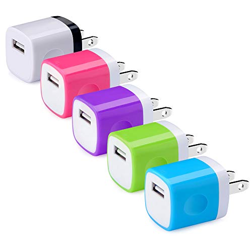 Product Cover USB Wall Charger, Hootek USB Plug 5Pack 1A/5V Wall Charger Brick Adapter Charging Block Compatible with iPhone 11/11 Pro/XS MAX/XS/X/8/7/6S Plus, Samsung Galaxy S10e S9 S8 S7 S6 Note 10+ 9 8, Android