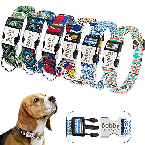 Product Cover Didog Custom Dog Collars with Engraving Quick Release Buckle, Personalized Dog Collar with Fashion Patterns Fit Small Medium Large Dogs
