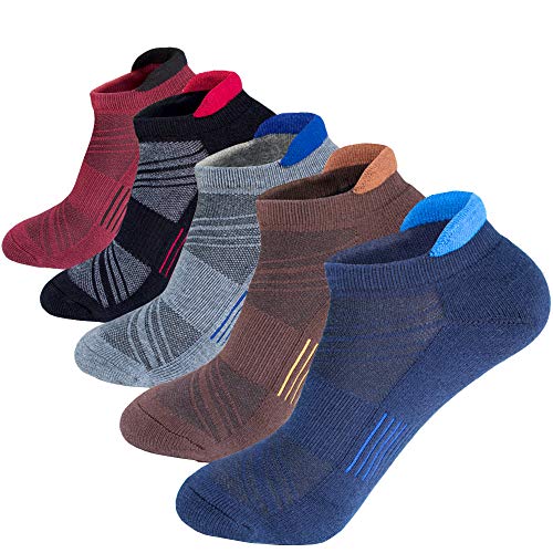 Product Cover Men's Low Cut Ankle Athletic Socks Cushioned Breathable Running Performance Sport Tab cotton Socks(5 pack)