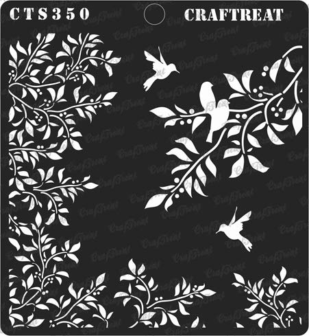Product Cover CrafTreat Stencil - Leaves and Branch - Reusable Painting Template for Journal, Notebook, Home Decor, Crafting, DIY Albums, Scrapbook and Printing on Paper, Floor, Wall, Tile, Fabric, Wood 6x6 inches