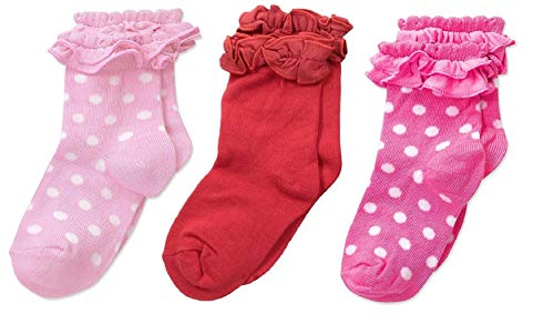 Product Cover FOOTPRINTS Organic cotton Baby Girl Socks - 3-5 years - Pack of 3 - Frill (Pink,BabyPink, Red)