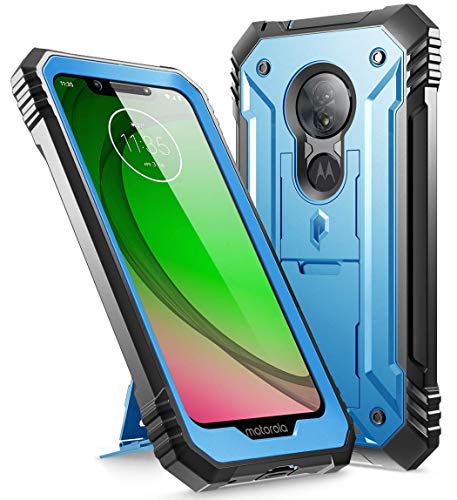 Product Cover Moto G7 Play Rugged Case, Moto G7 Optimo, Poetic Full-Body Dual-Layer Shockproof Protective Kickstand Cover, Built-in-Screen Protector, Revolution, DO NOT FIT Moto G7 Or Moto G7 Power, Blue