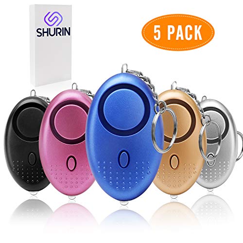 Product Cover Personal Sound Alarm Keychain for Self-Defense-5-Pack Multifunctional Safe-Sound Personal Alarm for Women, Kids, Elderly-140 Decibels LED Light System for Night Security (Five)
