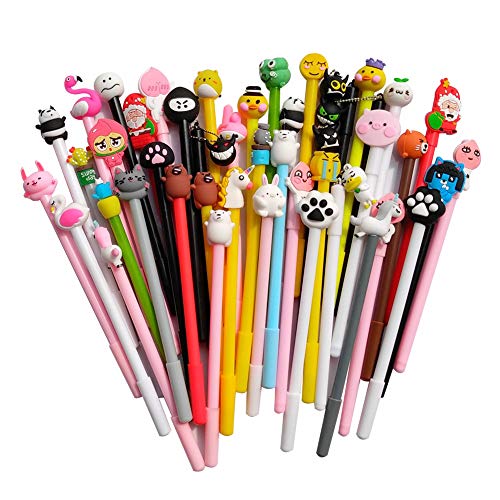 Product Cover SENCOO 24 pcs Cute Cartoon Gel Black Ink Pens Assorted Style Writing Pens for Birthday Present School Prize Student Fun Girl Pens