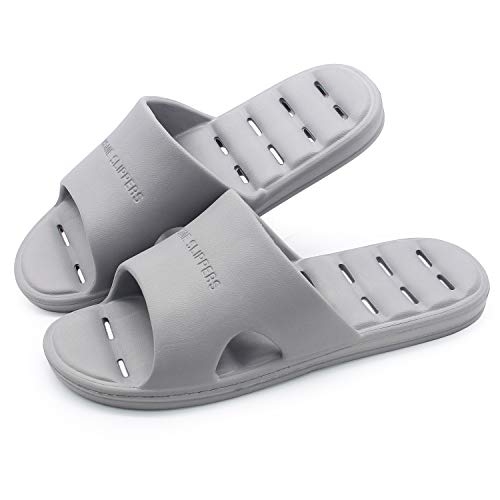 Product Cover Shower Slipper, Quick Drying Non-Slip Slippers, Bathroom House and Pool Sandals, in-Door Slipper for Gym, Soft Sole (L 8-9 US Men / 8-9 US Women, Grey)