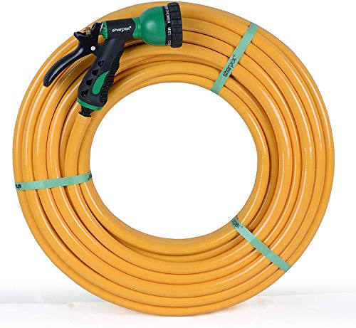 Product Cover Sharpex Hybrid Inner Braided Water Hose Pipe with 8 Patterns High Pressure Garden Hose Comes with Tap Connector And Hose Clamps Nozzles - 0.5 Inch / 10 MT