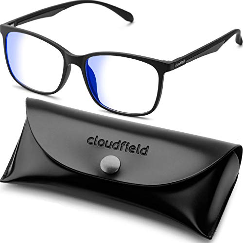 Product Cover Blue Light Blocking Glasses for Women Men - Black Square Nerd Eyeglasses Frame - Anti Blue Ray Computer Gaming Glasses - Transparent UV Lenses for Reading TV Phones