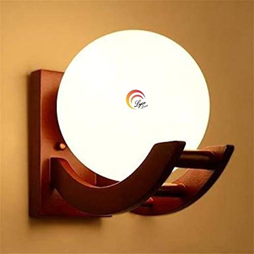 Product Cover Lyse Decor_Glob Shape Wood Wall Light/Wall Lamp/Wall Sconce/Wall Hanging Lamp Fixture (Cherry)