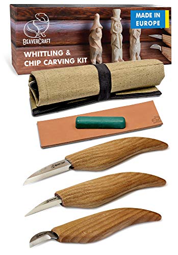 Product Cover BeaverCraft S15 Whittling Wood Carving Kit - Wood Carving Tools Set - Chip Carving Knife Kit - Whittling Knife Set Whittling Tools Wood Carving Wood for Beginners (Chip Carving Knife Kit)