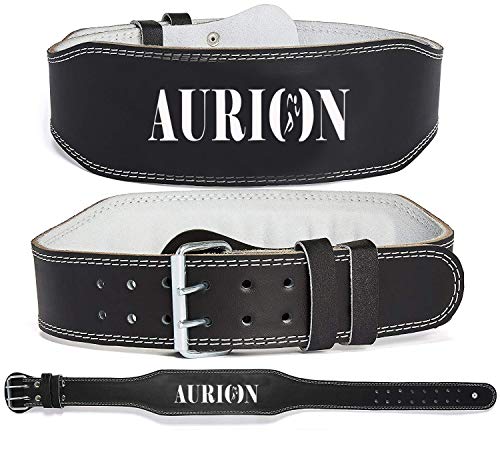Product Cover Aurion Super-Belt-Large(Black) Leather Weight Lifting Back Support Belt, Large (Black)