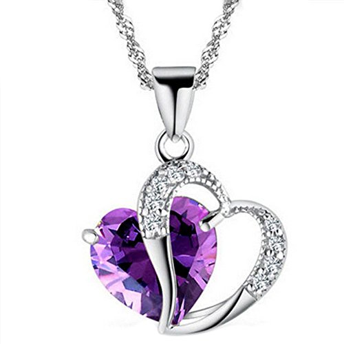 Product Cover Orcbee_Fashion Women Heart Crystal Rhinestone Silver Chain Pendant Necklace Jewelry (A)