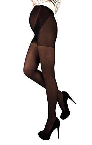 Product Cover Mama Maternity Pantyhose Tights Sheer 20 denier Pregnancy Hosiery (M, Nero)