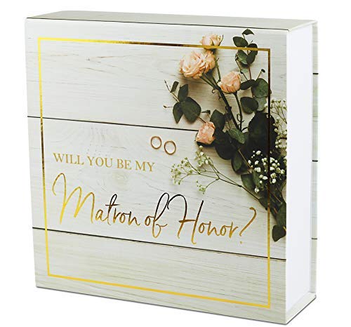 Product Cover CHARVORIA Matron of Honor Proposal Box with Gold Foiled Text | 1 Empty Box | Luxury Will You Be My Matron of Honor? | Perfect for Matron of Honor Gifts
