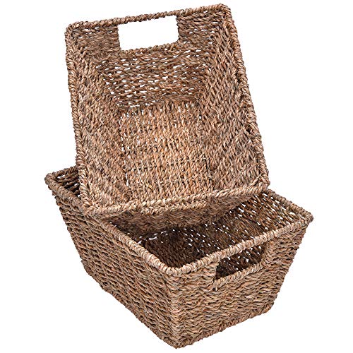 Product Cover StorageWorks Seagrass Storage Baskets, Woven Wicker Baskets with Insert Handles, 12
