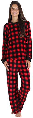 Product Cover PajamaMania Women's Fleece Long Sleeve Pajamas PJ Set, Red Plaid (PMPFR1142-2085A-LRG)