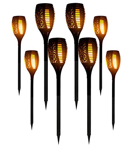 Product Cover 8 Packs LED Solar Outdoor Dancing Flickering Flames Torch Light Landscape Decoration Path Patio Driveway Garden Yard Waterproof Tiki Lantern Lamp