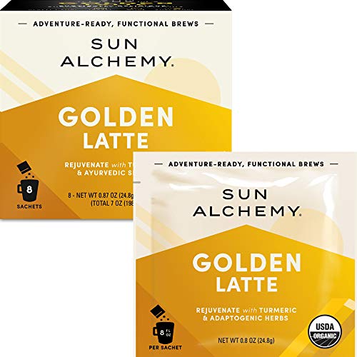 Product Cover Sun Alchemy Golden Latte, Rejuvenate with Organic Turmeric, MCT Oil, Coconut Milk & Ayurvedic Spices - 8 Sachets | Just Add Water & Enjoy