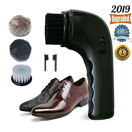 Product Cover Electric Shoe Polisher Brush,Onefuntech Shoe Buffer Kit Shoe Shiner Dust Cleaner Portable Wireless Leather Care Kit for Shoes, Bags, Sofa (Black)