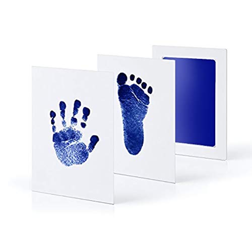 Product Cover Mold Your Memories Baby Hand and Foot Ink Imprint Kit. No Touch, Non Toxic Ink Pad (0-6 Months, Blue)