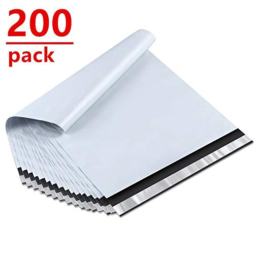 Product Cover UCGOU 10x13 Inch 200-Pack White Poly Mailers Premium Shipping Envelopes Mailers Bags Self Sealed Business Shipping Mailer Bags with Self Adhesive Strip Waterproof and Tear-Proof Postal Bags