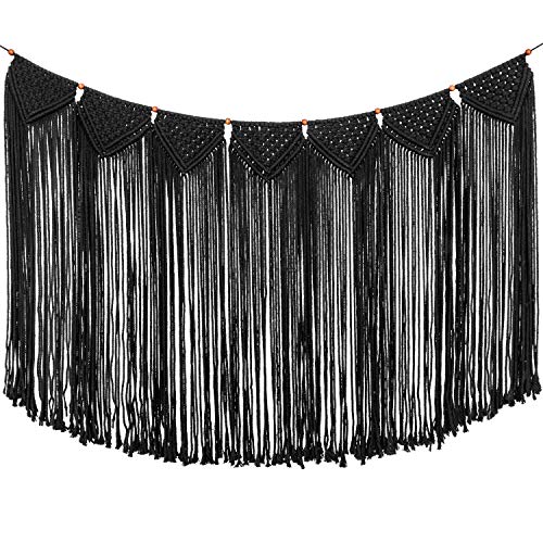 Product Cover TIMEYARD Macrame Woven Wall Hanging Curtain Fringe Garland Banner - Boho Shabby Gothic Wall Decor - Apartment Dorm Living Room Bedroom Baby Nursery Art - Party Backdrop Decoration 47