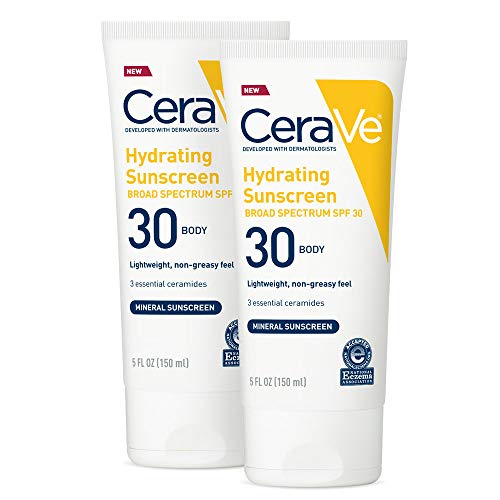 Product Cover CeraVe 100% Mineral Sunscreen SPF 30 | Body Sunscreen With Zinc oxide & Titanium Dioxide for Sensitive Skin | 5 Oz, Pack Of 2