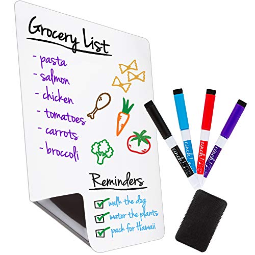 Product Cover Magnetic Dry Erase Whiteboard Sheet for Kitchen Fridge: with Stain Resistant Technology - 12x8