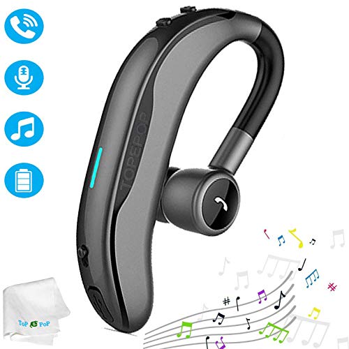 Product Cover Bluetooth Headset Wireless Headphone Handsfree Call Earpiece Noise Cancelling Earbud Long Standby Time Earphone Compatible with Smart Cell Phones Car Driver Trucker Business Office Men Women (Grey)