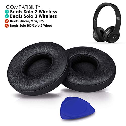 Product Cover Professional Beats Solo Earpads Cushions Replacement by SoloWIT - Compatible with Beats Solo2 & Solo3 Wireless On-Ear Headphones with Soft Protein Leather/Strong Adhesive Tape