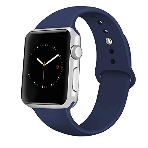 Product Cover iGK Sport Band Compatible with Apple Watch 42mm/44mm, Soft Silicone Sport Strap Replacement Bands for iWatch Apple Watch Series 4 Series 3, Series 2, Series 1 42mm/44mm Midnight Blue Small