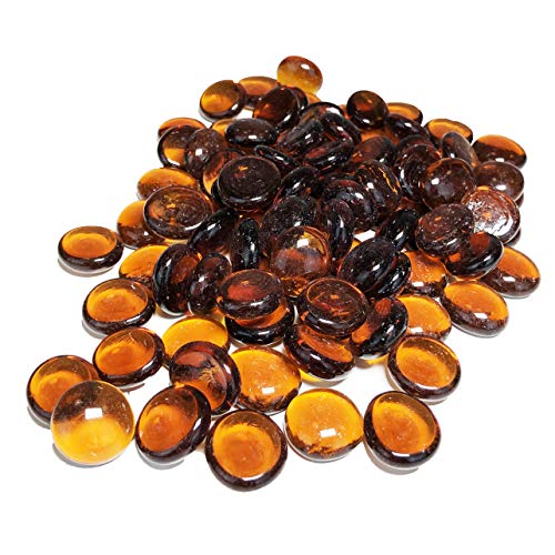 Product Cover CYS EXCEL Glass Vase Fillers (5 Pounds- Approx. 500) Multiple Color Choices Flat Marbles, Stone Gem for Centerpieces, Decorative Glass Beads, Glass gems (Penny Size, Small Size, Gem Stone Amber)