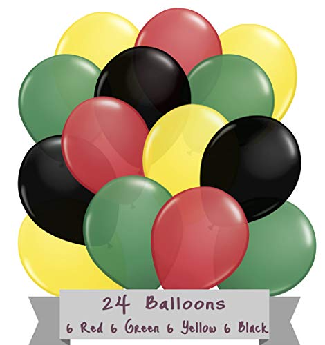Product Cover Jamaica Rasta Reggae Party Balloon Latex 24 Pack Bundle Color Red Green Yellow Black Ballons Supplies