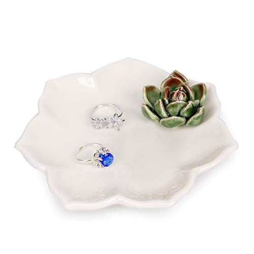 Product Cover Kimdio Ring Holder Succulents Jewelry Dish Trinket Tray Necklace and Earring Holder for Women Home Decor Birthday Wedding Gift for Mom, Friend, Girlfriend