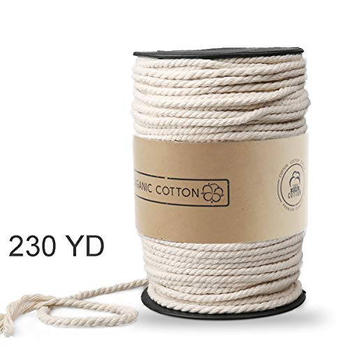 Product Cover Macrame Cord, ZOUTOG 4mm x 230 yd (About 210m) Natural Cotton Soft Unstained Rope for Handmade Plant Hanger Wall Hanging Craft Making