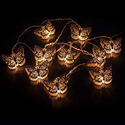 Product Cover AtneP 16LED Metal Butterfly Fairy String Lights for Home Decoration Party Festival Diwali Christmas (Warm White Color)