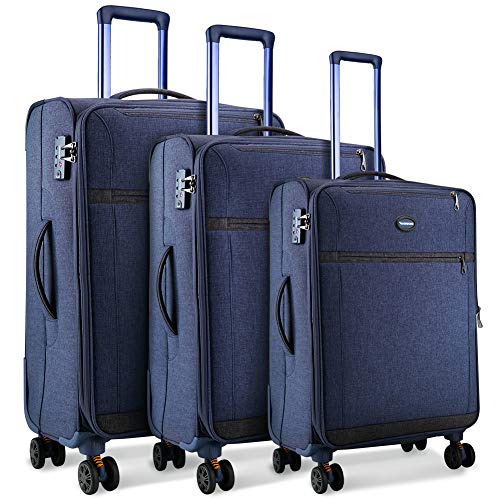 Product Cover SHOWKOO Luggage Sets Expandable 3 Piece Softshell Lightweight & Durable Suitcase Impact Resistant Double Spinner Wheels TSA Lock