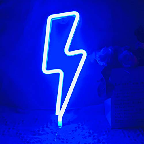 Product Cover Neon Light,LED Lightning Sign Shaped Decor Light,Wall Decor for Christmas,Birthday party,Kids Room, Living Room, Wedding Party Decor (blue)