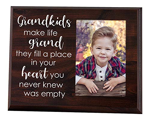 Product Cover Elegant Signs Grandkids Make Life Grand 4x6 Photo Holder - Grandma Gifts - Grandparents Picture Frame