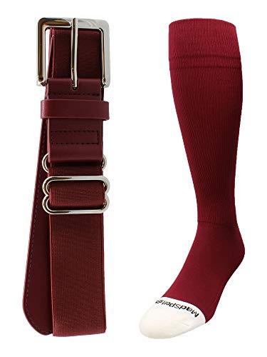 Product Cover MadSportsStuff Pro Line Baseball Socks and Belt Combo (Cardinal, Small)