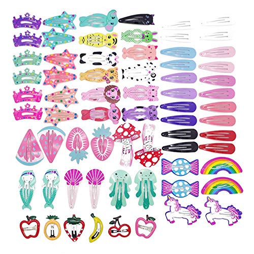 Product Cover MJartoria 68 Pcs Animal Fruit Pattern Print Hair Clips No Slip Metal Hair Clips Snap Barrettes for Women Accessories (68 Pcs)