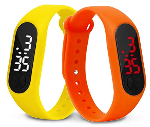 Product Cover Time Up Combo of 2 Extremely Thin Waterproof Bullet-Shape Design Digital LED Kids Watches for Boys & Girls-OLED-Yellow-CMB-8