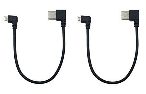 Product Cover Cerrxian 9Inch Micro USB Cable Combo Left Angle Micro USB 5 Pin Male to USB 2.0 Type A Right Angle Male Data Sync and Charge Cable for Samsung, HTC, Motorola, Nokia, Android, (Black)(2-Pack,RL)