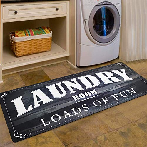 Product Cover USTIDE Laundry Room Decor Loads of Fun Rug Floor Mat for Washroom Mudroom Non Skid Rubber Waterproof Kitchen Mat, 20x48