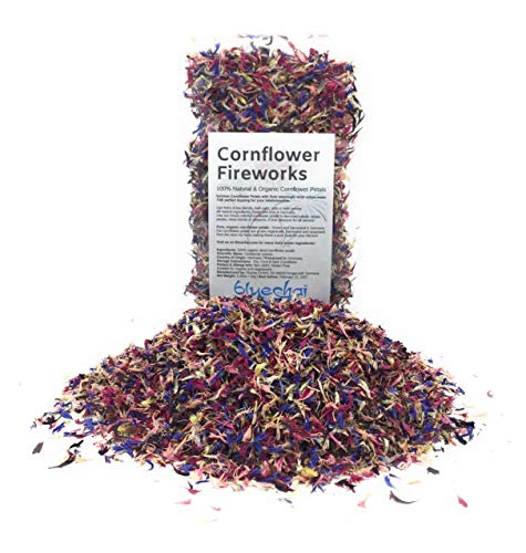 Product Cover Mesmerizing Cornflower Fireworks Petals - 100% Organic, dried, grown in Germany - Natural Organically Grown Herbal Flowers for For Homemade Lattes, Tea Blends, Bath Salts, Gifts, Crafts.