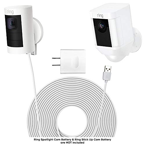 Product Cover Charging Cable for Spotlight Camera & Stick Up Cam (White) - Ring Spotlight Batteries HD Charger - Stick-Up Camera Power Cord - 5v 2A USB Cables for Ring - Ring Power Cord for Wall Charging by Sully