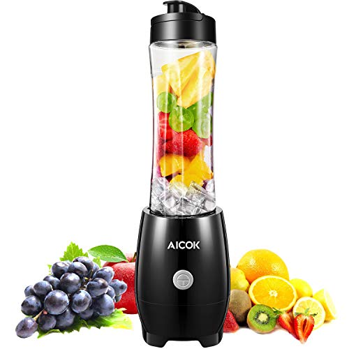 Product Cover Personal Blender Aicok Smoothie Blender 300W Single Serve Smoothie Maker for Juice Shakes and Smoothie with 20 oz Tritan BPA Free Travel Bottle (Upgraded)