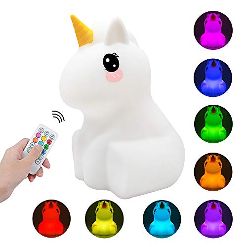 Product Cover Kids Night Light Unicorn LED Touch Control Nightlight Mood Lamp with Remote Control Portable USB Rechargeable Multi-Color Changing Bedroom Lamp for Baby Girls Gifts