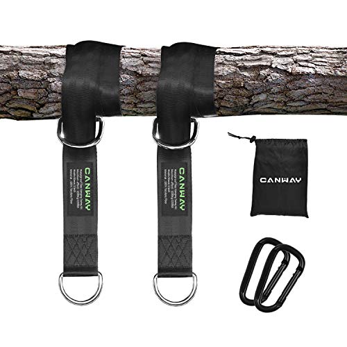 Product Cover CANWAY Set of 2 Tree Swing Straps Hanging Kit Holds Max 2640 LB with Two Heavy Duty Carabiners (Stainless Steel) - Camping Hammock Accessories (10ft)