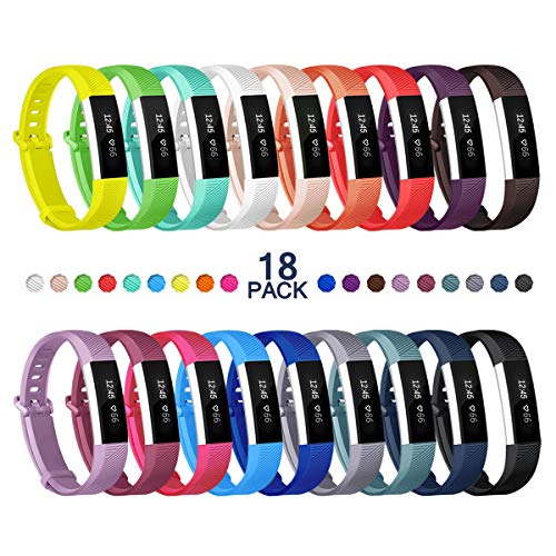 Product Cover Wekin Replacement Bands Compatible with Fitbit Alta and Alta HR, Breathable Sport Silicone Wristbands Bracelet Strap with Secure Metal Buckle for Woman Men Small Large