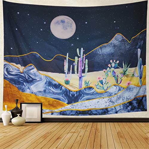 Product Cover Ameyahud Cactus Tapestry Moon and Cactus Wall Hanging Tapestry Watercolor Psychedelic Mountain Desert Cactus Plant Printed Tapestry for Bedroom Living Room Dorm Room